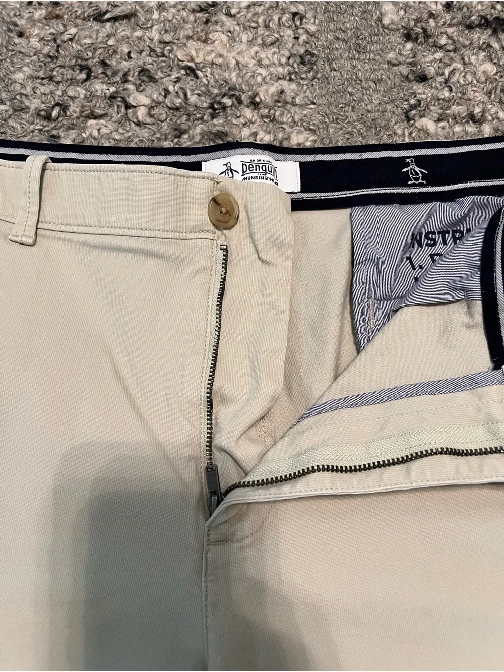 Original Penguin Men's Flat Front Chino Shorts in Light Khaki